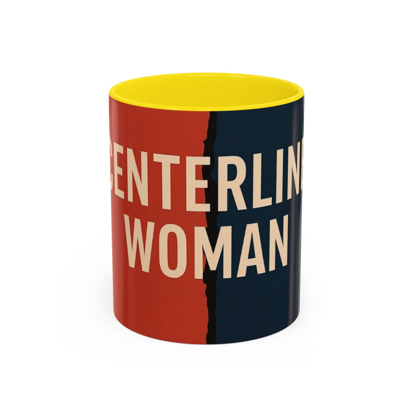 Empowering Accent Coffee Mug - Centering Woman, Inspirational Gift, Home Office Decor, Motivational Kitchenware, Bold Design